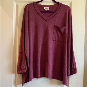 Andree Deep Rose/Magenta V-Neck Blouse